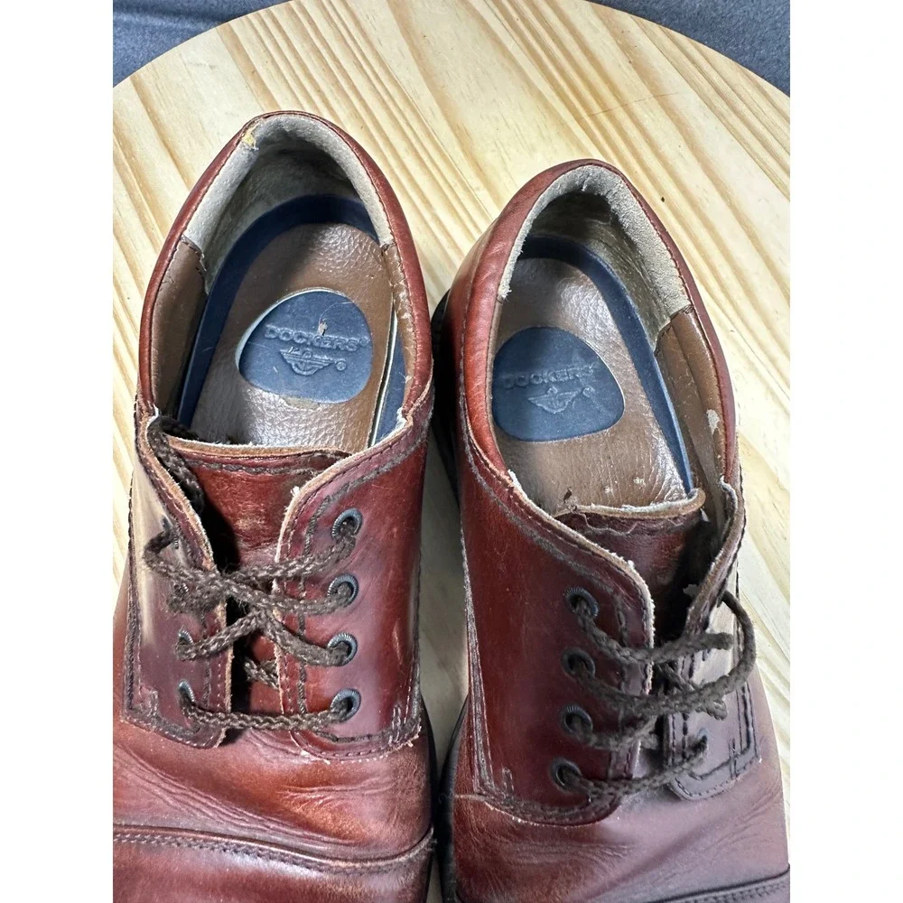 Dockers Mens Leather Cap Toe Oxford Dress Shoes Brown Size‎ 8.5M preppy